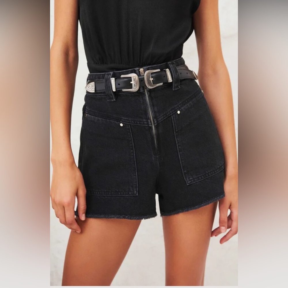 ba&sh Black High-Waist Denim Shorts
